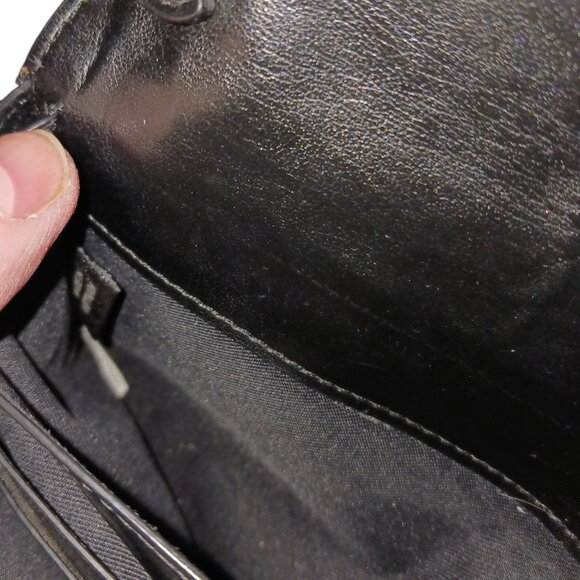 Coach Black Pebbled Leather Fold Over Wallet 3 way Clutch/ Crossbody - Picture 11 of 12